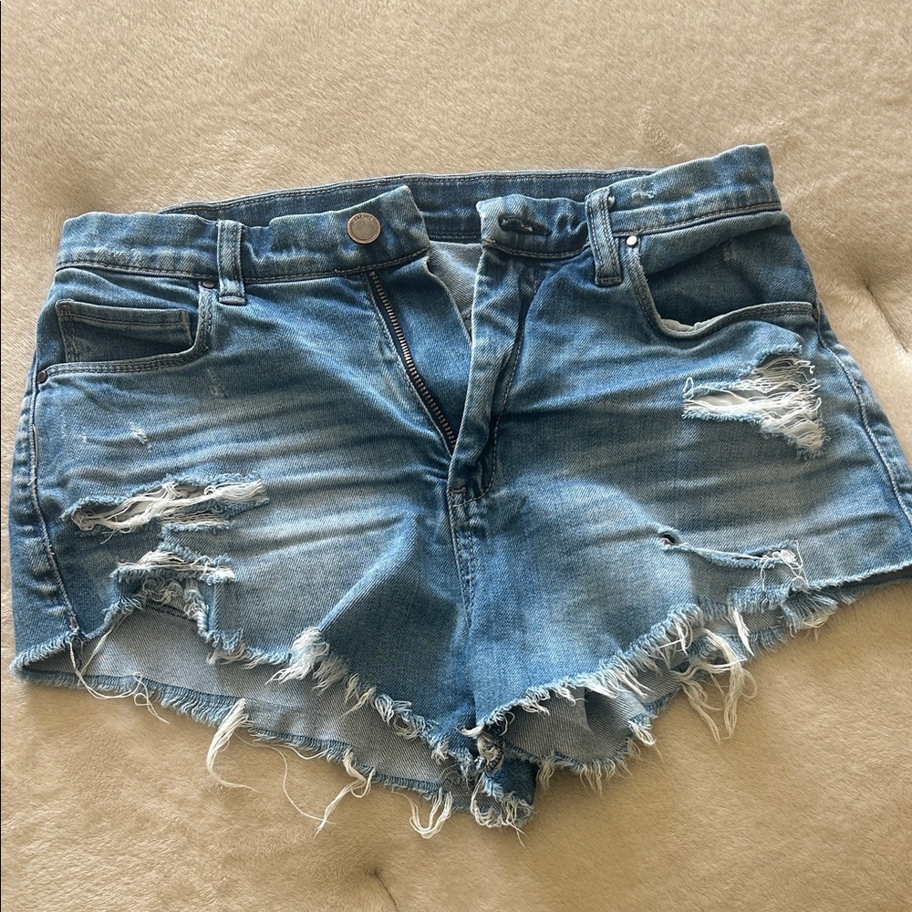 Blank NYC Ripped Blue Jean Shorts